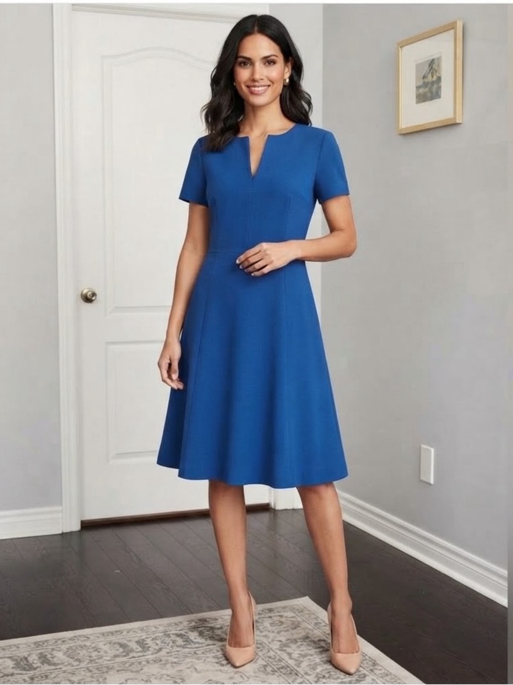 Banana Republic Short Sleeve A-Line V neck Dress - Size 8
